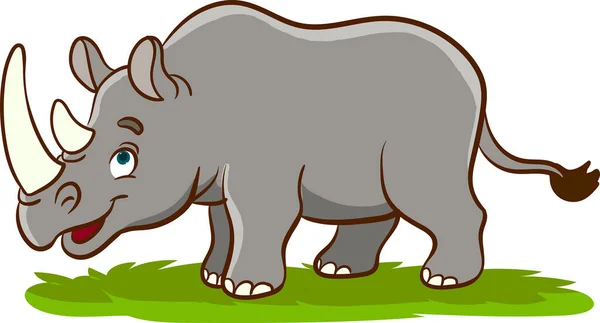Illustration Cartoon Rhino — Stock vektor