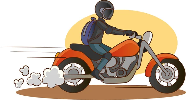Motociclista Ilustración Del Vector Carretera — Vector de stock