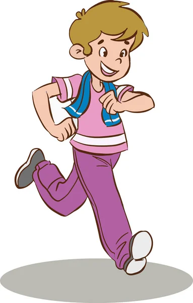 Cartoon Happy Boy Running — Stock Vector