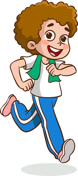 Running Boy Cartoon Character Illustration — Vetor de Stock