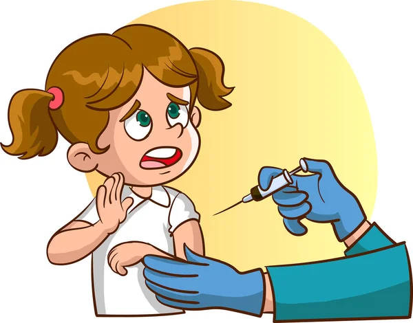 Scared Girl Getting Vaccinated — Stock Vector