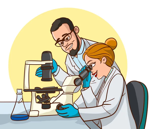Scientists Working Laboratory — Stock Vector