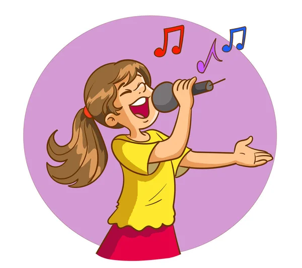 Singende Mädchen Cartoon Vektor — Stockvektor