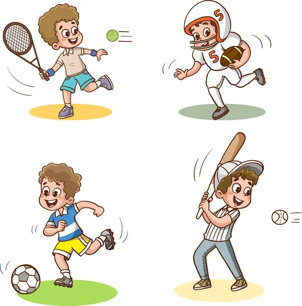 Vektör Çizim Çocuklar Spor Yapma — Stok Vektör