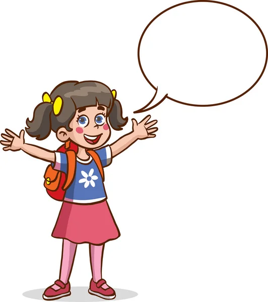 Χαριτωμένα Έξυπνα Μικρά Παιδιά Μιλούν Μπαλόνι Chat — Διανυσματικό Αρχείο