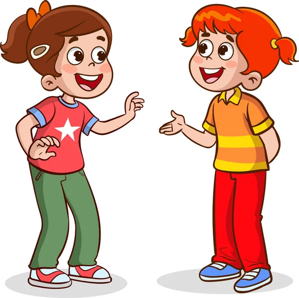 Little Kid Say Hello Friend School Together — Stock Vector