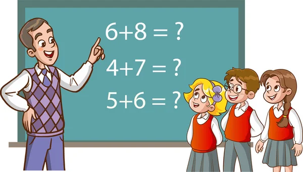 Teacher Students Teaching Classroom — Stock Vector