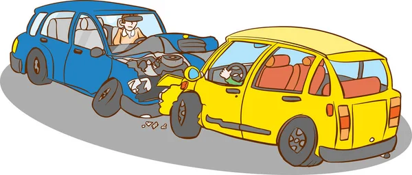 Accidente Tráfico Situación Emergencia Accidente Coche Ilustración Vector Dibujos Animados — Archivo Imágenes Vectoriales