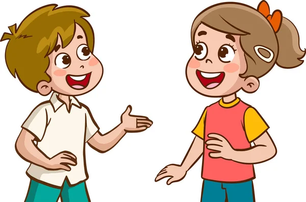 Två Barn Pratar Vektor — Stock vektor