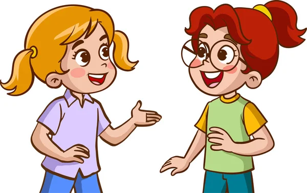 Δύο Παιδιά Μιλούν Διάνυσμα — Διανυσματικό Αρχείο