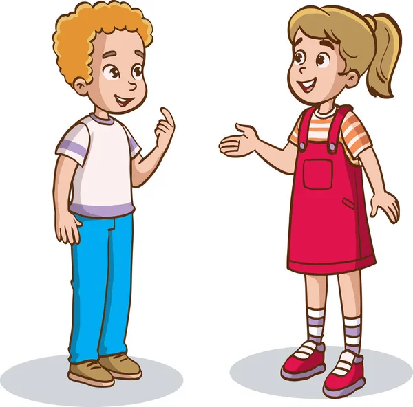 Δύο Παιδιά Μιλούν Διάνυσμα — Διανυσματικό Αρχείο