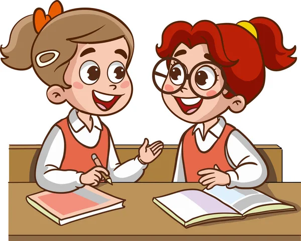 Dwóch Uczniów Rozmawiających Klasie — Wektor stockowy