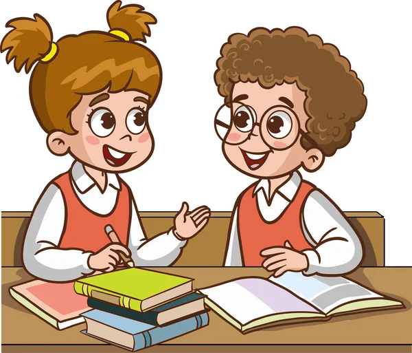 Δύο Μαθητές Που Μιλούν Στην Τάξη — Διανυσματικό Αρχείο