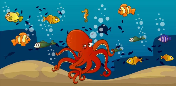 Nahtlose Unterwasserlandschaft Cartoon Stil Vektorillustration — Stockvektor