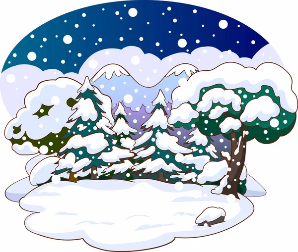 Śnieg Zima Krajobraz Wektor Ilustracja — Wektor stockowy