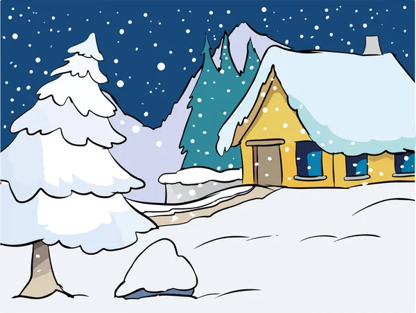 Снігопад Зимовий Пейзаж Векторні Ілюстрації — стоковий вектор