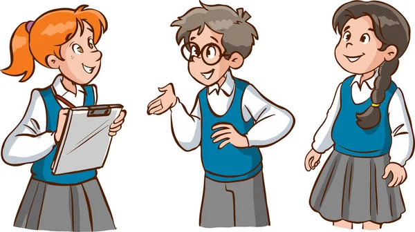 学校の漫画のベクトルで話している生徒たちは — ストックベクタ