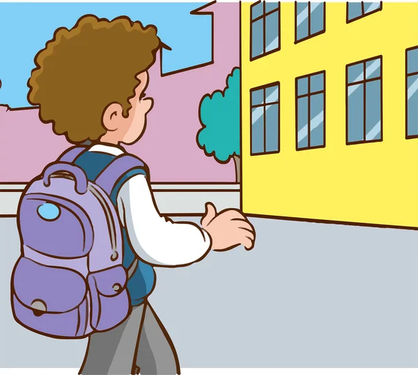 School Going Zboy Cartoon Vector — Stock Vector