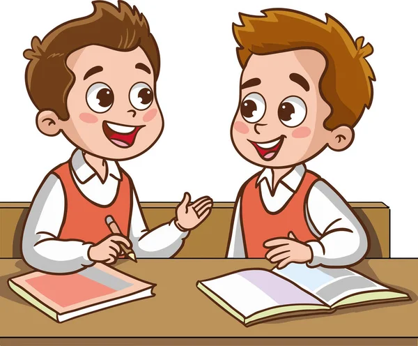 Dwóch Uczniów Rozmawiających Klasie — Wektor stockowy