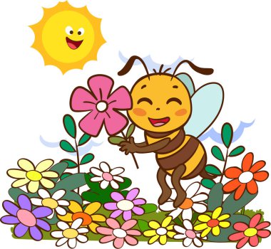 Cartoon Illustration Of Cute Bees
