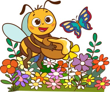 Cartoon Illustration Of Cute Bees