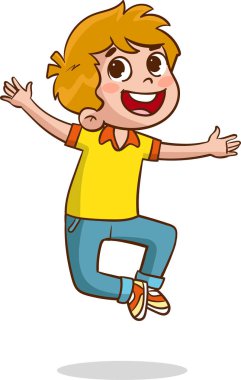 Tatlı küçük çocuk zıpla ve mutlu ol.