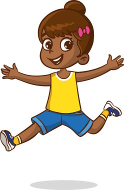 Tatlı küçük çocuk zıpla ve mutlu ol.