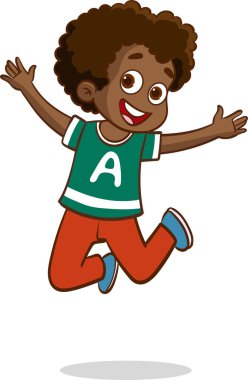 Tatlı küçük çocuk zıpla ve mutlu ol.