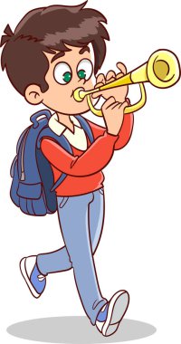 Küçük şirin okul çocukları çizgi film vektörü