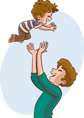 Baba ve küçük tatlı oğlu eğleniyorlar.