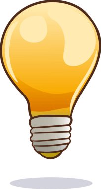 Vektör çizimi. Işıklı ampul. Enerji ve fikir sembolü. Tebrik kartları, yamalar, giysiler, rozetler, posterler için dekorasyon