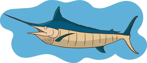 Illustration Blue Marlin Fish White Background — Stock Vector