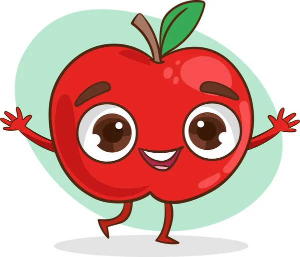 Niedlichen Apfel Charakter Cartoon Vektor — Stockvektor