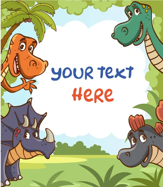 Prázdný Poznámkový Papír Roztomilými Dinosaury Pro Děti Vzdělávání Cartoon Vector — Stockový vektor