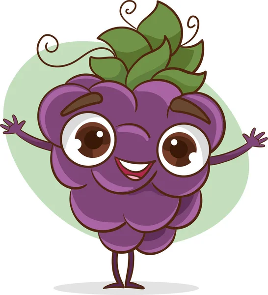 Cute Grape Character Vector — Stock Vector