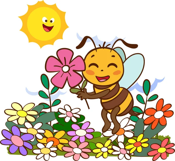 Cartoon Illustration Of Cute Bees