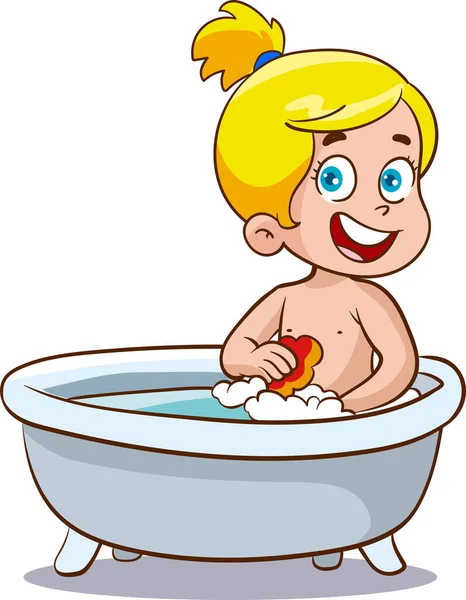 Słodkie Małe Dzieci Biorąc Prysznic — Wektor stockowy