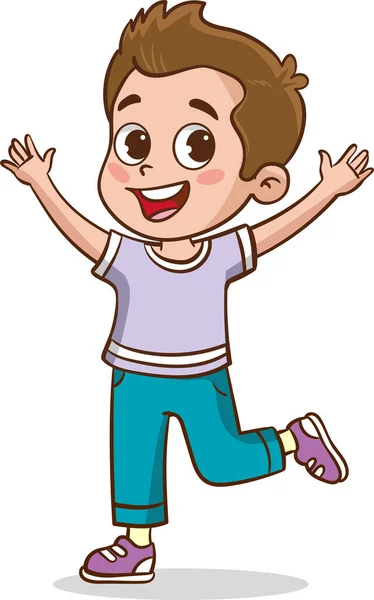 Cute Little Kid Jump Feel Happy — стоковый вектор