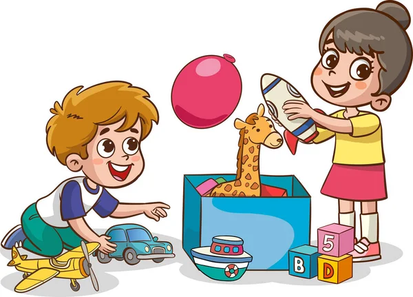 Иллюстрация Игр Детей Красочными Блоками Белом Фоне — стоковый вектор