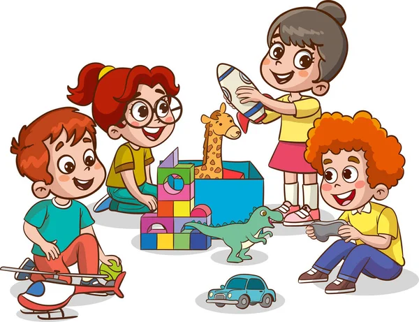 Illustration Barn Som Leker Med Färgglada Block Vit Bakgrund — Stock vektor