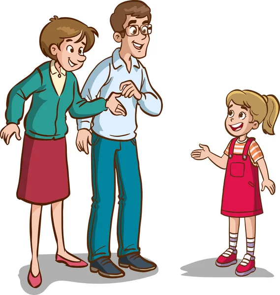 Chica Hablando Con Sus Padres — Archivo Imágenes Vectoriales