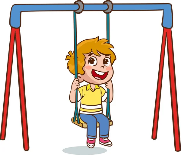 Crianças Brincando Playground Ilustração Vetorial Estilo Cartoon — Vetor de Stock