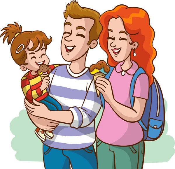 Щаслива Сім Батько Мати Діти Батьки Тримаються Руки Своїх Дітей — стоковий вектор