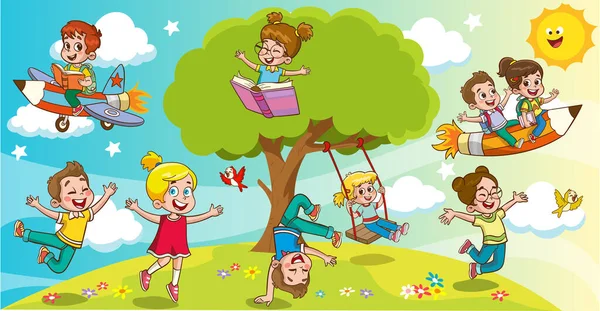 Sjabloon Voor Happy Children Day Cartoon Vector — Stockvector