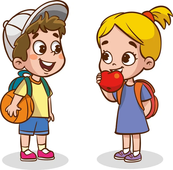Δυο Χαριτωμένα Παιδάκια Που Μιλάνε — Διανυσματικό Αρχείο