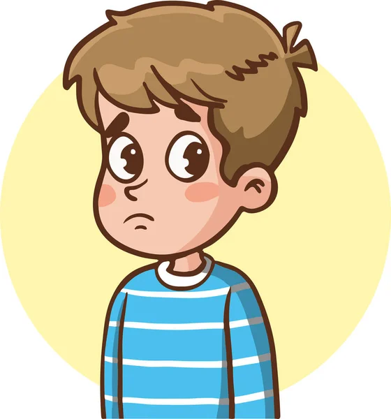 悲しい男の子の肖像漫画のベクトル — ストックベクタ