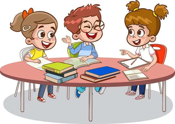 Schulbibliothek Und Gemeinsames Lernen — Stockvektor
