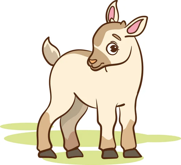 Cartoon Baby Goat Cub Illustration Ute Animals Set Icons Vector — Stock Vector
