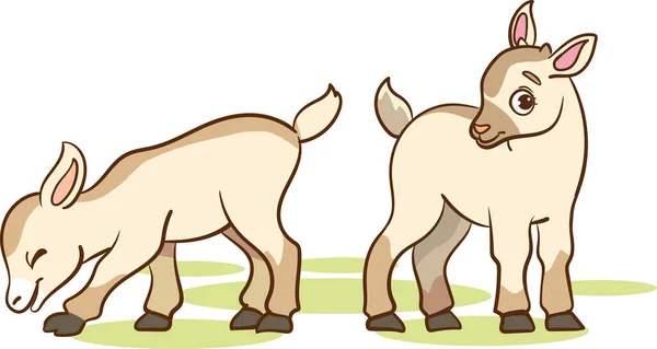 Cartoon Baby Goat Cub Illustration Ute Animals Set Icons Vector — Stock Vector