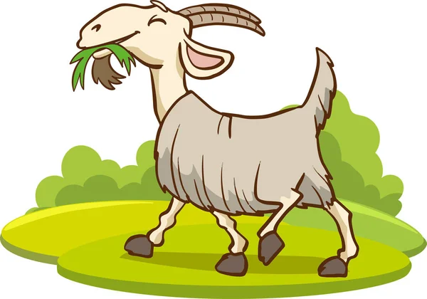 Happy Cartoon Goat Vector Clip Art Illustration Simple Gradients All — Stock Vector